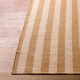 Made to Order Custom Size Carpeneto Camel Striped Outdoor Area Rug