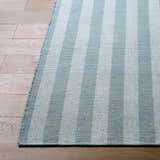 Made to Order Custom Size Carpeneto Dusty Blue Striped Outdoor Area Rug