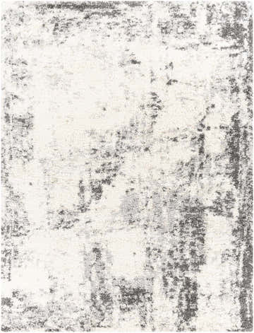 Close-up of the plush Hilotongan area rug. Abstract design in cream, light gray, medium gray, and black tones. Design-Rectangle-71010