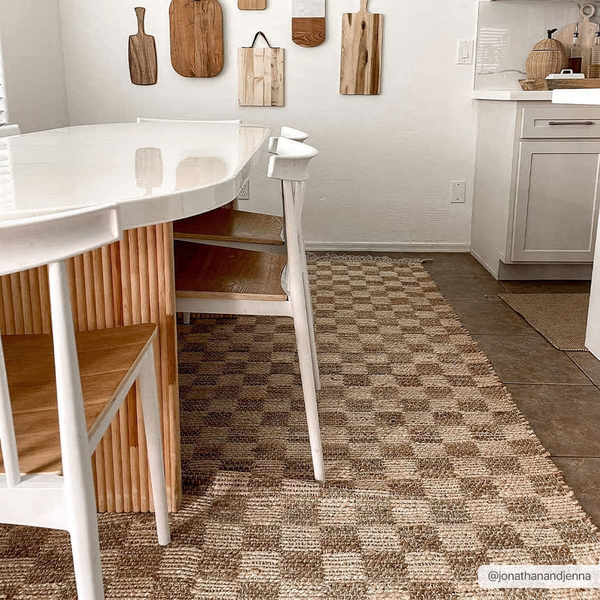 Made to Order Custom Size Ionut Checkered Jute Area Rug