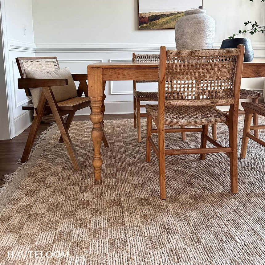 Made to Order Custom Size Ionut Checkered Jute Area Rug