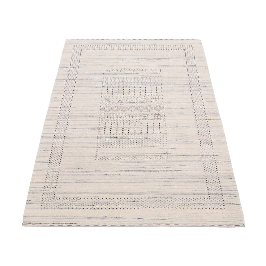Ivory Gabbeh Design Hand Loomed Wool Area Rug