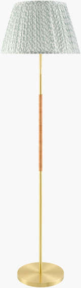 Tan Traditional Floor Lamp with linen details for living rooms or reading corners