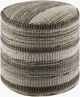 Orange Traditional Pouf with cotton details for casual extra seating or footrest