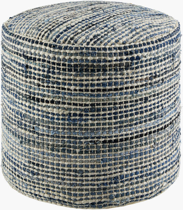 Rich Dark Gray Traditional Pouf with cotton details for casual extra seating or footrest