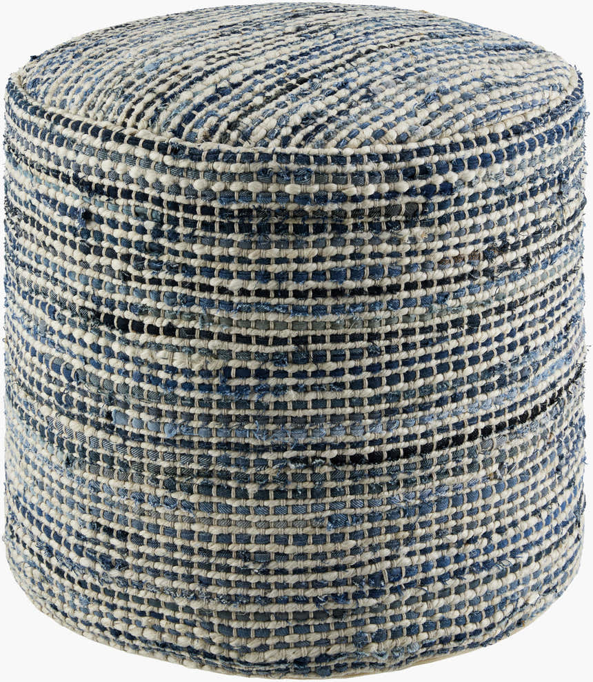 Rich Dark Gray Traditional Pouf with cotton details for casual extra seating or footrest