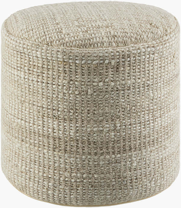 Soft Dark Gray Traditional Pouf with cotton details for casual extra seating or footrest