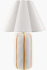 Soft Orange Traditional Table Lamp with linen details for bedside or console tables
