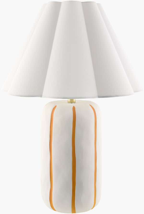 Soft Orange Traditional Table Lamp with linen details for bedside or console tables