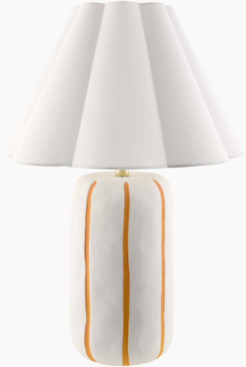 Soft Orange Traditional Table Lamp with linen details for bedside or console tables