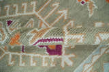 Light Green, Ivory and Maroon Traditional Hand knotted Custom Made wool Area Rug