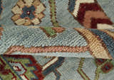 Custom Made Living Room Rug Hand Knotted Silver, Olive and Ivory Traditional Oriental Oushak Wool Rug