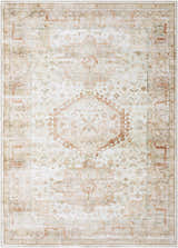 Laran Rust Distressed Washable Area Rug with farmhouse style, ash, brick red, and light gray traditional pattern. Design-Rectangle-57