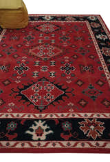 Maroon and Black Traditional Oriental Hand Knotted Custom Made wool Area Rug