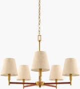 Soft Gold Modern Chandelier with linen details for dining or living rooms