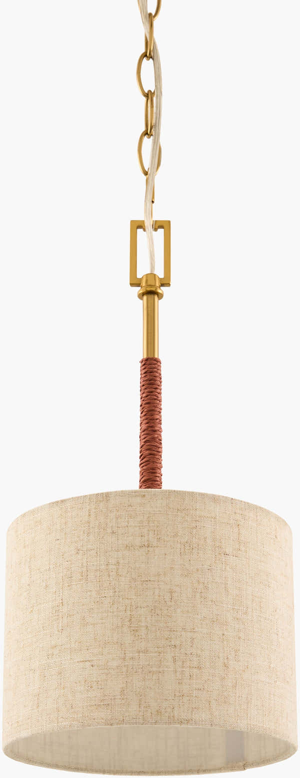 Gold Modern Pendant Light with linen details for kitchen islands or dining areas