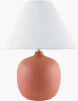 Rich Brick Red Traditional Table Lamp with linen details for bedside or console tables