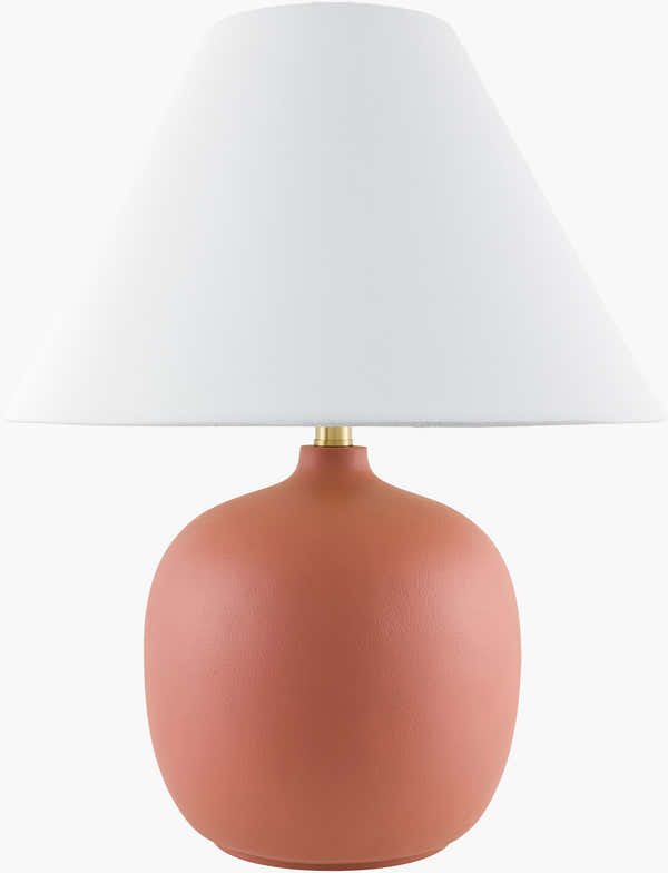 Rich Brick Red Traditional Table Lamp with linen details for bedside or console tables