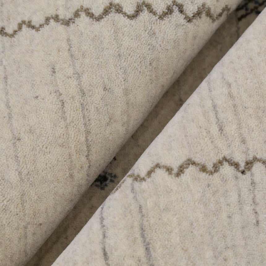 Modern Design Beige Hand Loomed Wool Area Rug