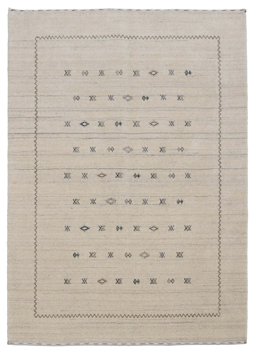 Modern Design Beige Hand Loomed Wool Area Rug