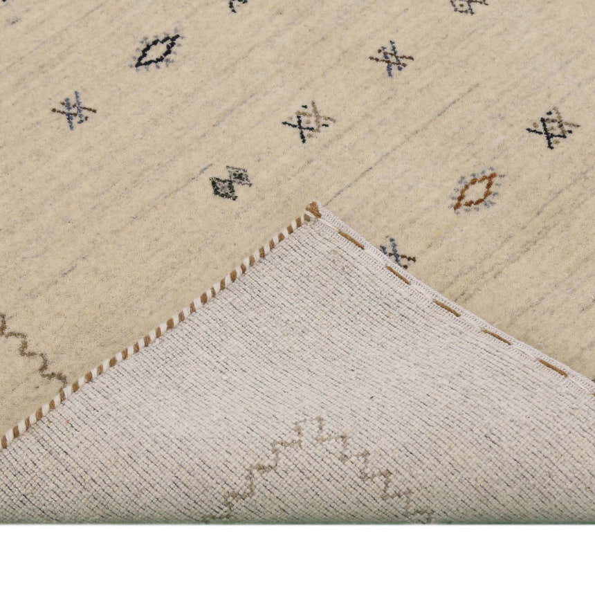 Modern Design Beige Hand Loomed Wool Area Rug