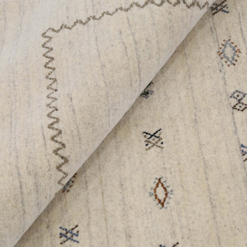Modern Design Beige Hand Loomed Wool Area Rug