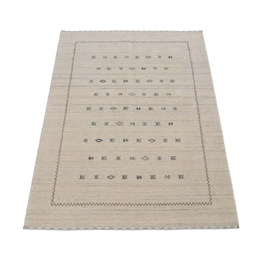 Modern Design Beige Hand Loomed Wool Area Rug