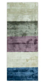 Modern design Ivory, Green and Blue 2x5 Hand Knotted Wool Area Rug