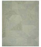 Modern Geometrical Ivory, Gray and Olive Stripes Textured Hand Tufted Custom Made rug