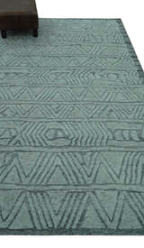 Modern Geometrical Silver and Gray Chevron Design Hand Carved wool Rug