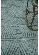 Modern Geometrical Silver and Gray Chevron Design Hand Carved wool Rug