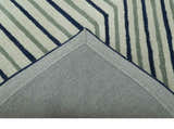 Modern Stripes Design Beige And Blue Hand Tufted Custom Made Wool Area Rug