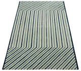 Modern Stripes Design Beige And Blue Hand Tufted Custom Made Wool Area Rug