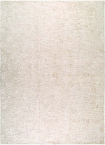 Close-up of the Anselm White Traditional rug, featuring a subtle floral pattern and soft cream and off-white tones. Design-Rectangle-23