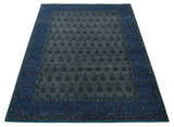 Gray and Blue Traditional Hand Knotted Antique Style low Pile Custom Made Wool Area Rug
