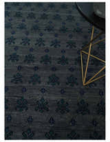 Gray and Blue Traditional Hand Knotted Antique Style low Pile Custom Made Wool Area Rug