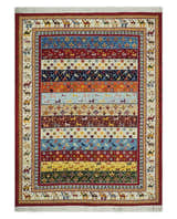 5x7 Multicolor Animal Brid Anetlope Flatwoven Soumak Wool Hand Made Southwestern Lori Rug | KNT49