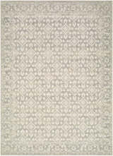 Aram Machine Woven Nabela Noor Home rug with a traditional beige, charcoal, and light gray geometric pattern. Design-Rectangle-527