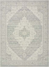 Athiyo Nabela Noor rug with a beige and gray diamond medallion pattern and traditional border. Design-Rectangle-527