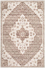 Detailed view of the Athiyo Nabela Noor Home rug. Features a traditional floral pattern in dark brown, medium brown, and medium gray. Design-Rectangle-221