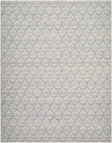 Close-up of the Maya Machine Woven Nabela Noor Home x LIVABLISS NBMY-2301 Area Rug. Sky blue rug with off-white floral pattern. Design-Rectangle-71010