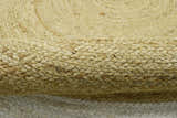 100% ALL NATURAL FIBER HAND BRAIDED BOHO WHITE ROUND JUTE RUG | JR4