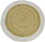 100% ALL NATURAL FIBER HAND BRAIDED BOHO WHITE ROUND JUTE RUG | JR4