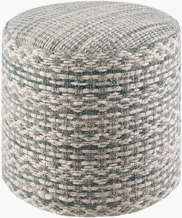 Dark Gray Rustic Pouf with cotton details for casual extra seating or footrest