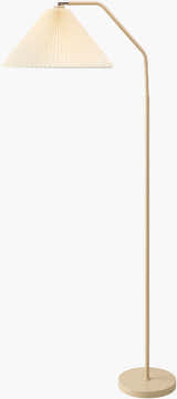Light Gray Rustic Floor Lamp with linen details for living rooms or reading corners