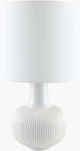 Soft Light Gray Coastal Table Lamp with linen details for bedside or console tables