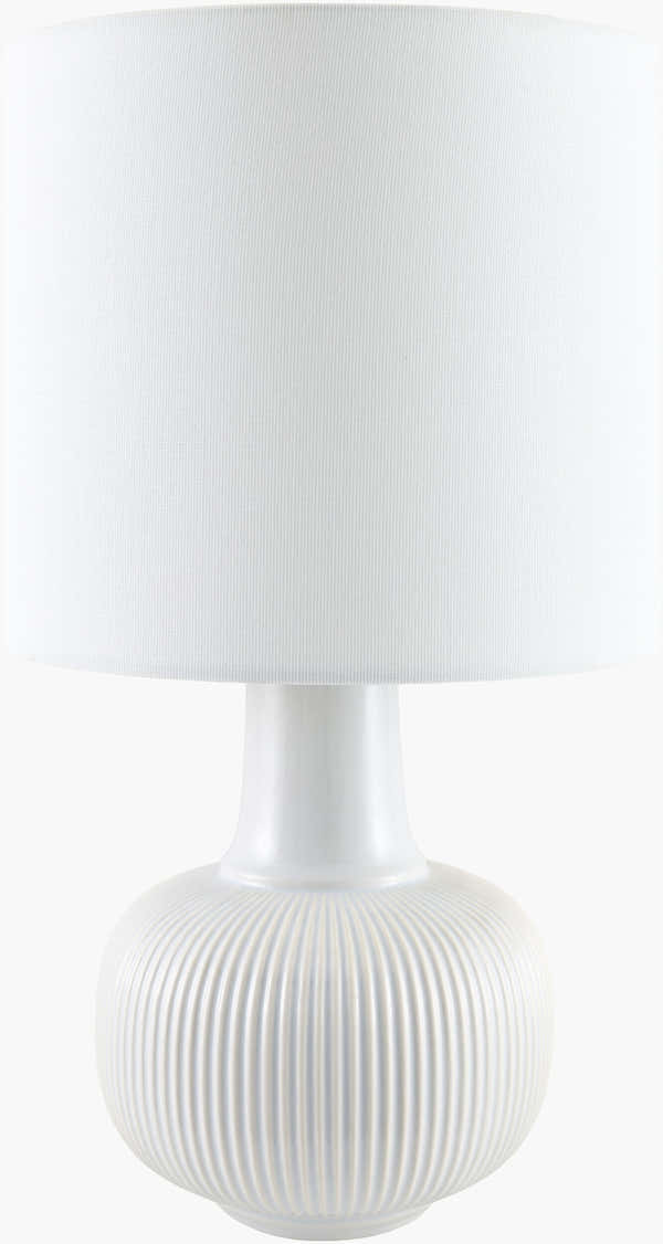 Soft Light Gray Coastal Table Lamp with linen details for bedside or console tables