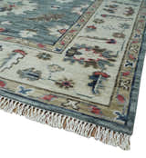 Antique look Gray Silver, Ivory and Beige Hand Knotted Traditional Oushak custom Made Wool Area Rug