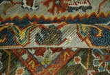 Blue and Brown Traditional Antique look Heriz Serapi Hand Knotted Custom Made wool Area Rug
