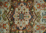 Blue and Brown Traditional Antique look Heriz Serapi Hand Knotted Custom Made wool Area Rug